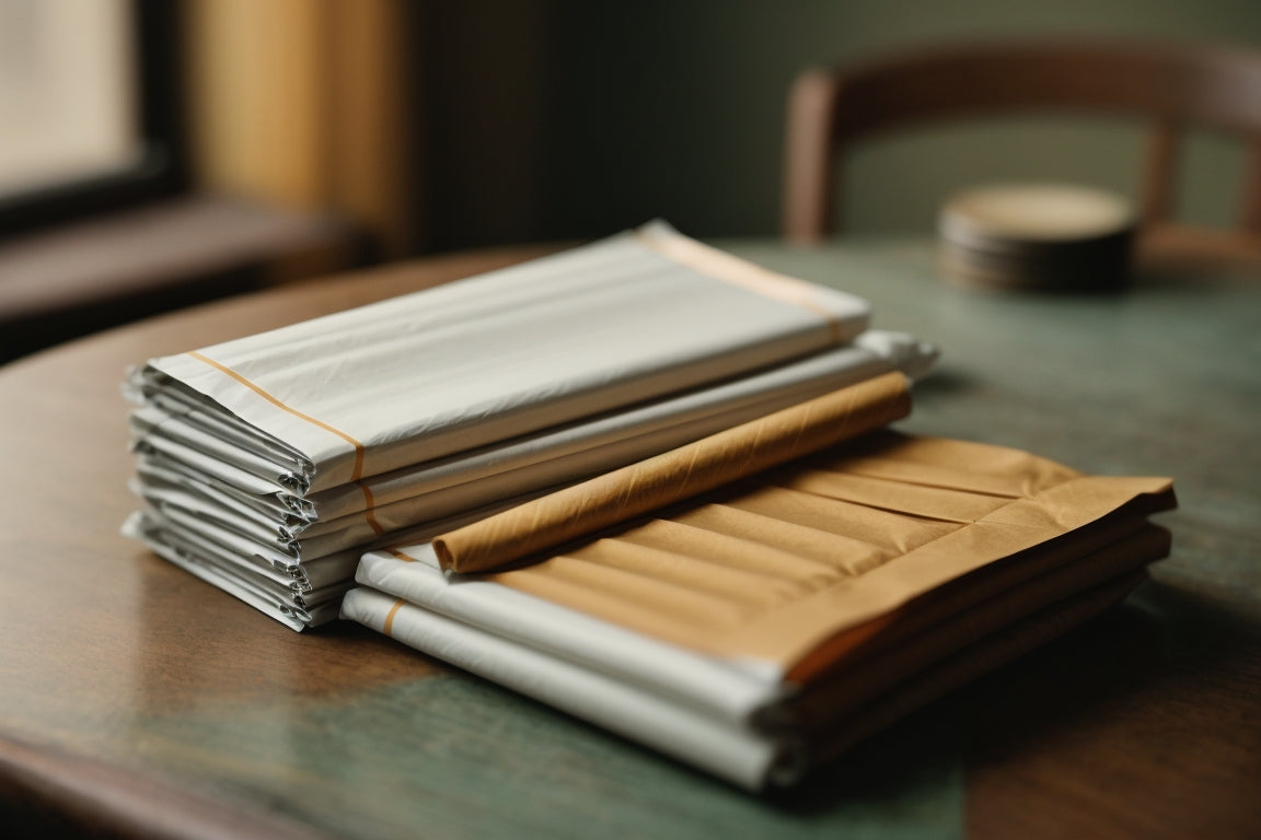 cigarette papers on table